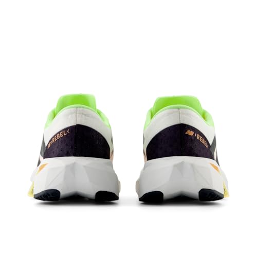 New Balance Women's FuelCell Rebel V4 Running Shoe, White/Bleached Lime Glo/Hot Mango, 5.5 W