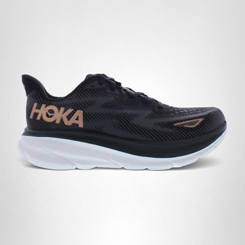 HOKA ONE ONE Clifton 9 Womens Shoes Size 7.5, Color: Black/Rose Gold