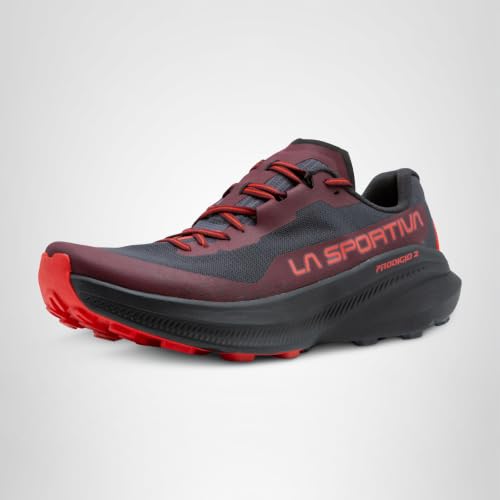 La Sportiva Mens Prodigio 2 Running Shoe, Onyx/Mountain Red, 15