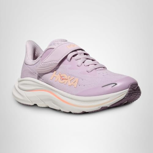 Hoka, Unisex Kid's, Clifton 10 (Little Kid), Lilac Cream/Tangerine Glow, 12, Medium - alternate view 7