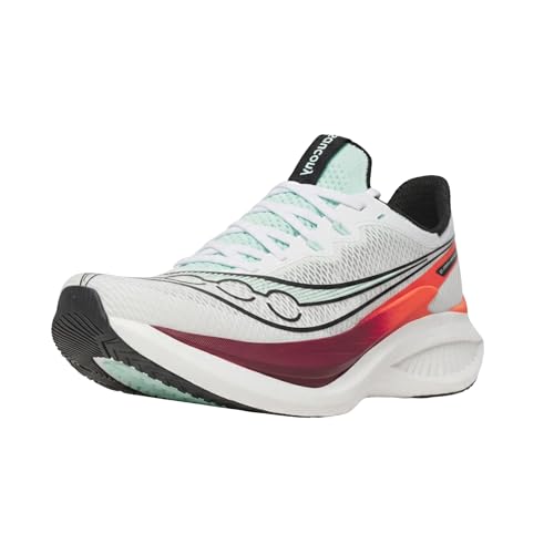 Saucony Men's Endorphin Pro 5 Sneaker, White/Crimson, 10