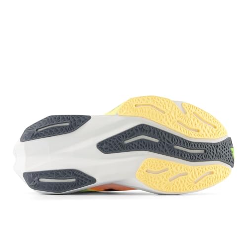 New Balance Men's FuelCell Rebel V4 Running Shoe, White/Bleached Lime Glo/Hot Mango, 14 M