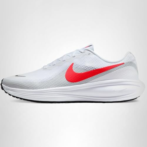 Nike Men's Revolution 8 Road Running Shoes, White/Bright Crimson-Pure Platinum-Black, 9