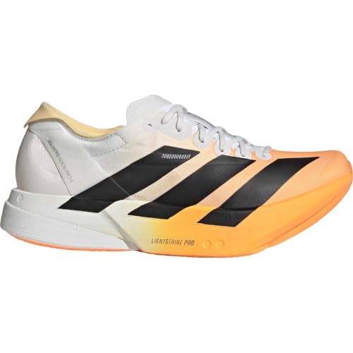 Men's adidas Adizero Adios Pro 4 racing shoe in lucid tangerine, black and white