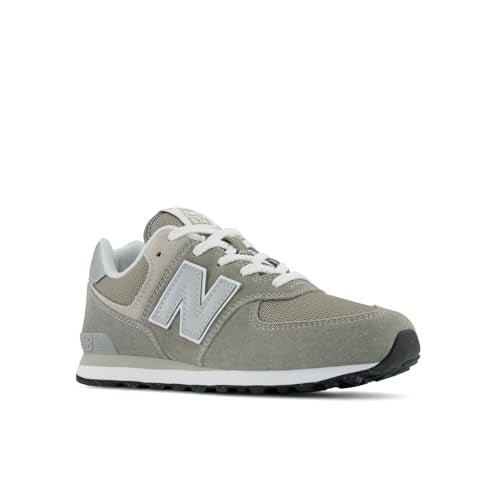 New Balance Kids 574 V1 70s Racing Lace-up Sneaker, Grey/White, 4.5 M Big Kid (8-12 Years)