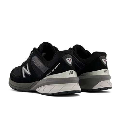 New Balance Women's Made in US 990 V5 Sneaker, Black/Silver, 5 N US