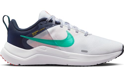 Nike Downshifter 12 Womens Shoes, White/Obsidian/Picante Red/Clear Jade, Size 8.5
