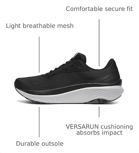 Saucony Women's Echelon 10 Sneaker, Black/Silver, 8 Wide