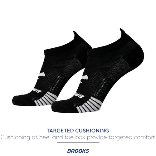 Brooks Ghost Lite No Show Socks, Running Socks with Arch Support, 2-Pack - Black - M