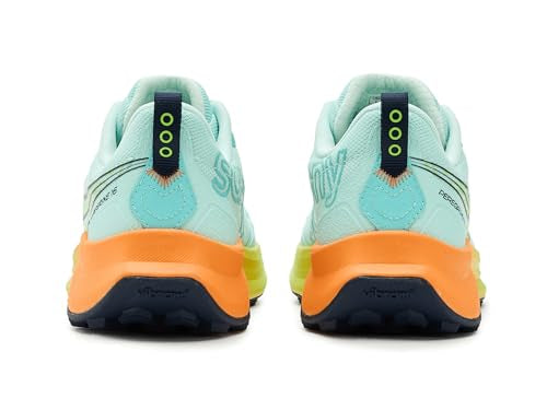 Saucony Women's Peregrine 16 Sneaker, Aqua/Citron, 9.5