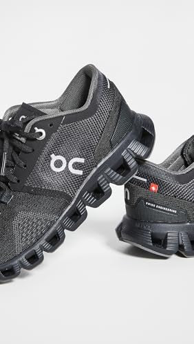 On Women's Cloud X Sneakers, Black/Asphalt, 6 Medium US