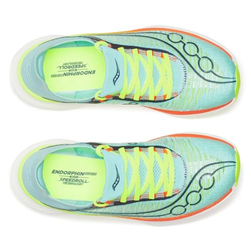 Saucony Unisex Endorphin Elite 2 Running Shoe, Splash/Fire, 3.5