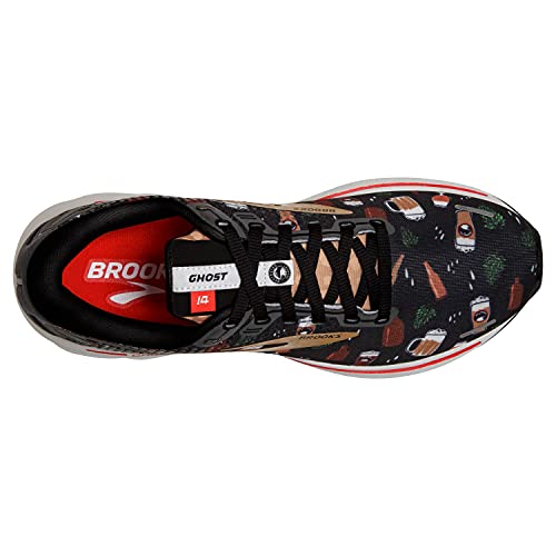 Brooks Women's Ghost 14 Neutral Running Shoe - Black/White/Fiery Red - 12 Medium
