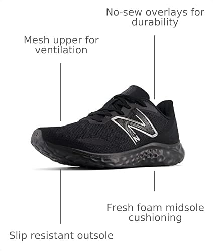 New Balance Men's Fresh Foam Arishi V4 Slip-Resistant Running Shoe, Black/Black Metallic/Black, 11 M