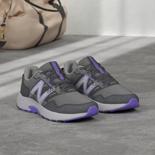 New Balance Women's 410 V8 Trail Running Shoe, Shadow Grey/Electric Indigo/Black, 9.5 W