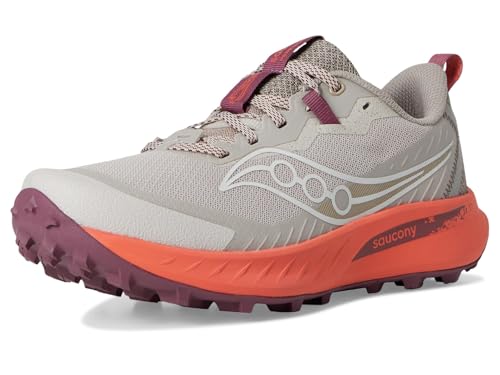 Saucony Women's Peregrine 15 Sneaker, Oat/Salmon, 8