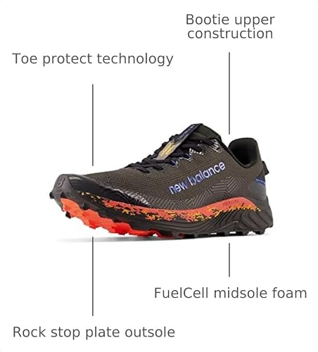 New Balance Men's FuelCell Summit Unknown V4 Trail Running Shoe, Blacktop/Neon Dragonfly, 7 M