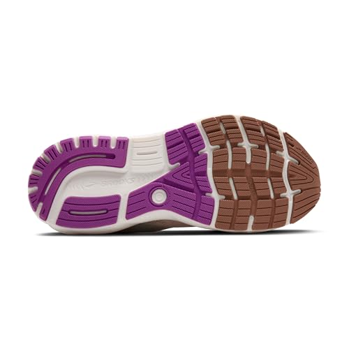 Brooks Women’s Ghost 16 Neutral Running Shoe - Almond Peach/Coconut/Purple - 11 Medium