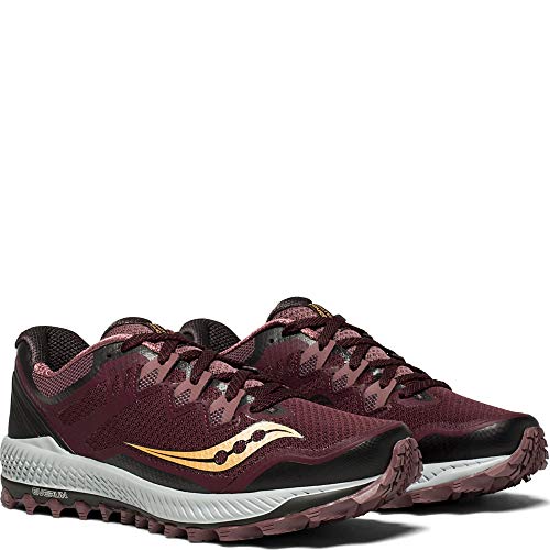 Saucony Women's Peregrine 8 Running Shoe, Wine/Beach, 8.5 Medium US