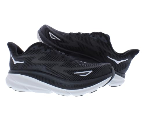 HOKA ONE ONE Clifton 9 Wide Mens Shoes Size 9.5, Color: Black/White