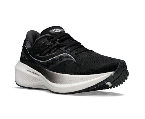 Saucony Women's Triumph 20 Running Shoe, Black/White, 10