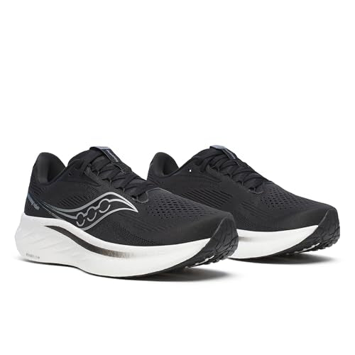 Saucony Men's Ride 18 Sneaker, Black/White, 9.5