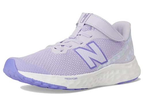 New Balance Kid's Fresh Foam Arishi V4 Bungee Lace with Top Strap Running Shoe, Bright Lavender/Violet Crush, 3 W Little Kid
