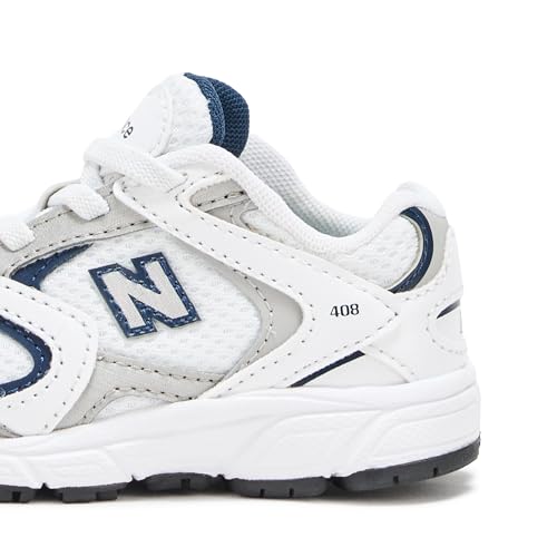 New Balance Kid's 408 V1 Bungee Sneaker, Nb 103 White/Natural Indigo, 13 W Little Kid
