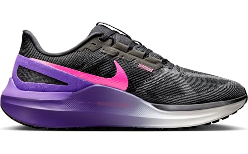 Nike Structure 25 Men's Road Running Shoes (DJ7883-010, Black/Anthracite/Field Purple/Laser Fuchsia) Size 11.5