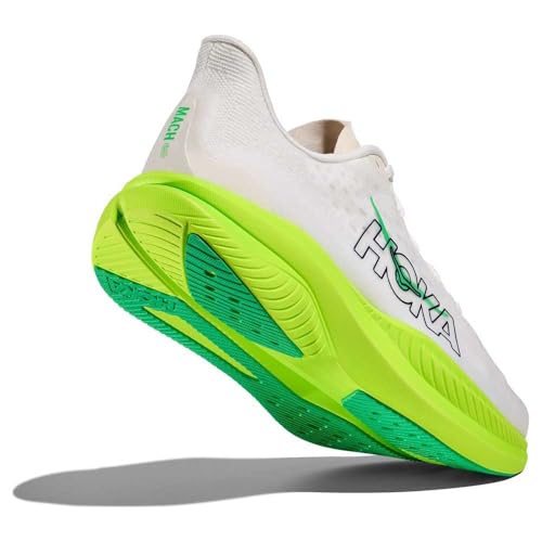 Hoka Men's Mach 6 White/Neon Lime 10.5 Medium