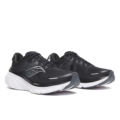 Saucony Men's Guide 18 Sneaker, Black/White, 10.5