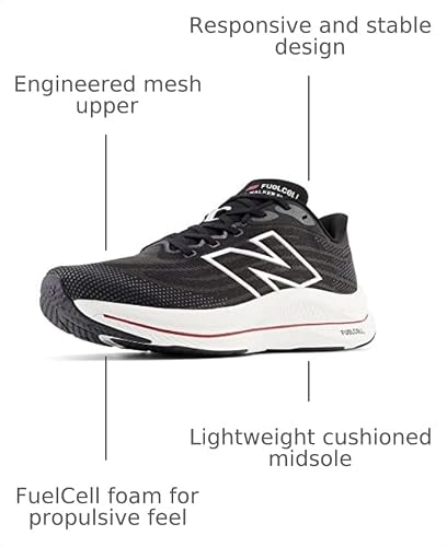 New Balance Men's FuelCell Walker Elite V1 Walking Shoe, Black/Team Red/Silver, 11 W