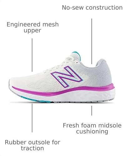 New Balance Women's Fresh Foam 680 V7 Running Shoe, White/Quartz Grey/Virtual Blue, 8.5 M