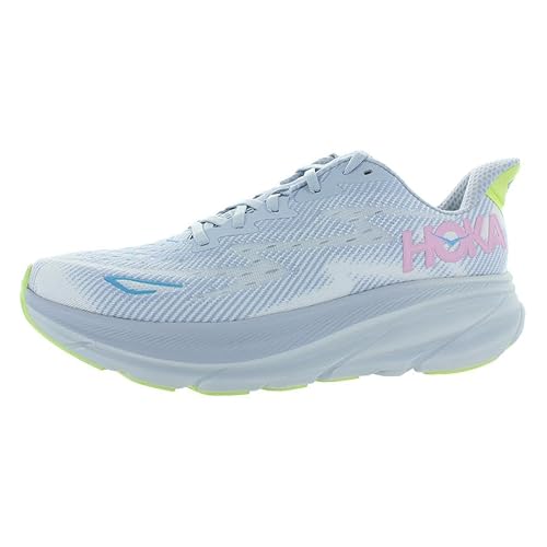 HOKA Clifton 9 Wide Womens Shoes Size 7.5, Color: Gull/Sea Ice