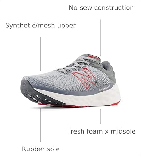 New Balance Men's Fresh Foam X 840F V1 Running Shoe, Aluminum Grey/True Red, 12 M
