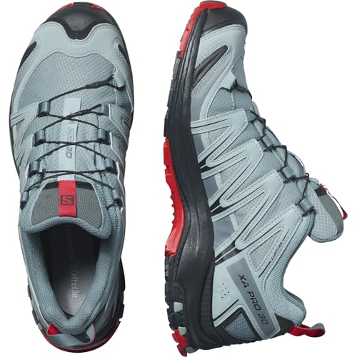 Salomon Men’s XA PRO 3D Gore-Tex Waterproof Trail Running Shoes - Lead/Black/Barbados Cherry - 12
