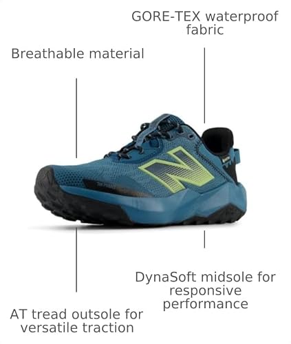 Women's New Balance DynaSoft Nitrel v6 Gore-Tex Trail Shoes in Terrarium/Black/Black alternate view 7