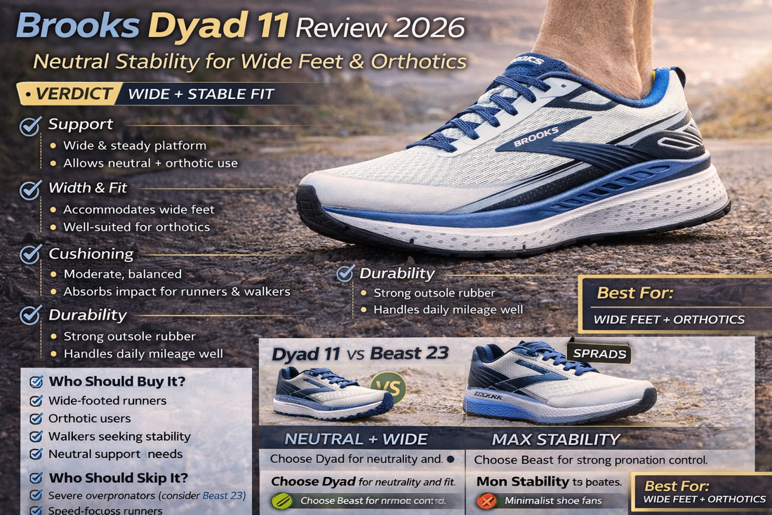 Brooks Dyad 11 Review 2026: Neutral Stability for Wide Feet & Orthotics