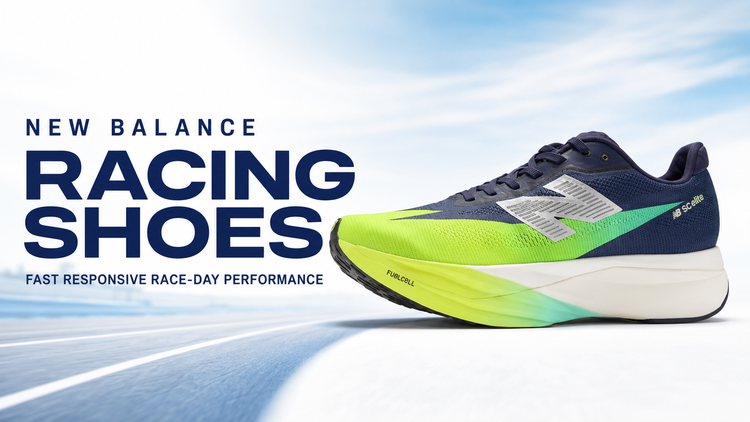 New Balance racing shoes collection banner