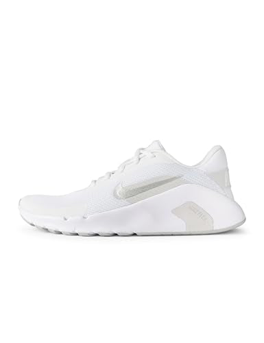 Nike Women's Flex Train Training/Workout Shoes, White/Metallic Silver-Photon Dust, 8
