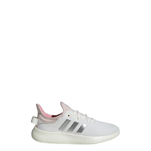adidas Unisex-Kids Cloudfoam Pure, Off White/Silver Metallic/Putty Mauve, 4