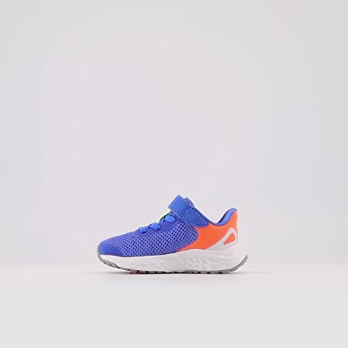 New Balance Baby Fresh Foam Arishi V4 Hook and Loop Running Shoe, Bright Lapis/Bleached Lime Glo/Neon Dragonfly, 4 Wide US Unisex Infant