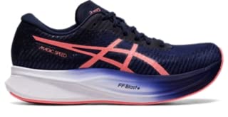 ASICS Women's Magic Speed 2 Running Shoes, 6.5, Indigo Blue/Papaya