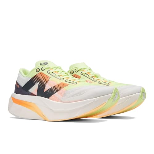 New Balance Women's FuelCell SuperComp Elite V4 Running Shoe, White/Bleached Lime Glo/Hot Mango, 5 M