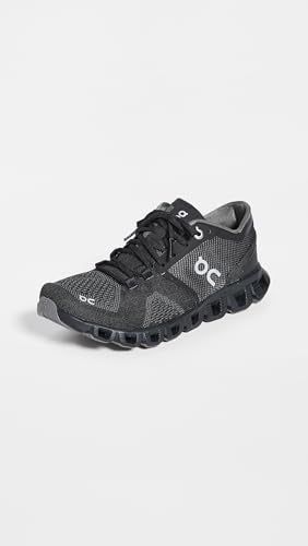 On Women's Cloud X Sneakers, Black/Asphalt, 5.5 Medium US