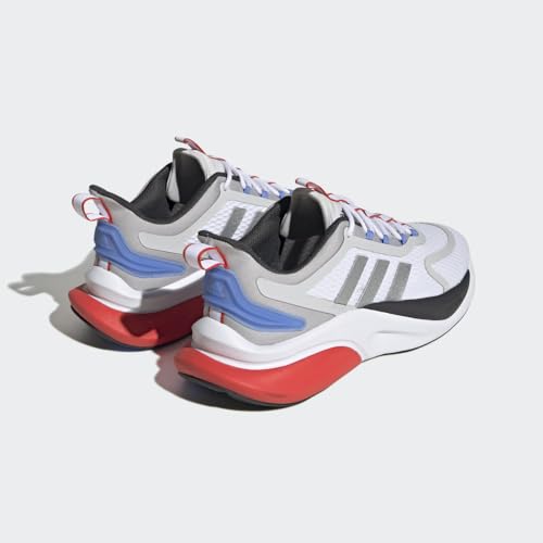 Adidas Men's Alphabounce+ Running Shoe, White/Silver Metallic/Blue Fusion, 11.5