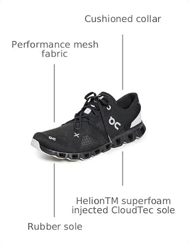 On Women's Cloud X 3 Sneakers, Black, 7 Medium US
