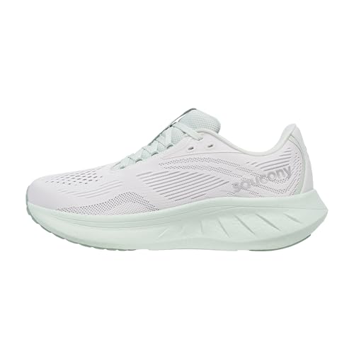 Saucony Women's Ride 18 Sneaker, Fog/Mist, 7.5