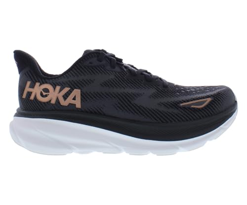 HOKA ONE ONE Clifton 9 Womens Shoes Size 7.5, Color: Black/Rose Gold