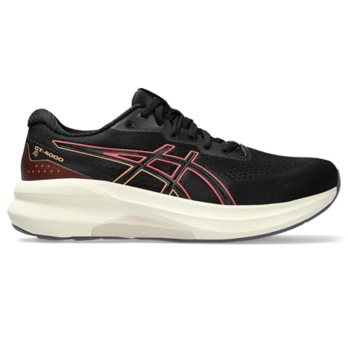 ASICS Women's GT-4000 4 Running Shoes, 8, Black/Coral Reef